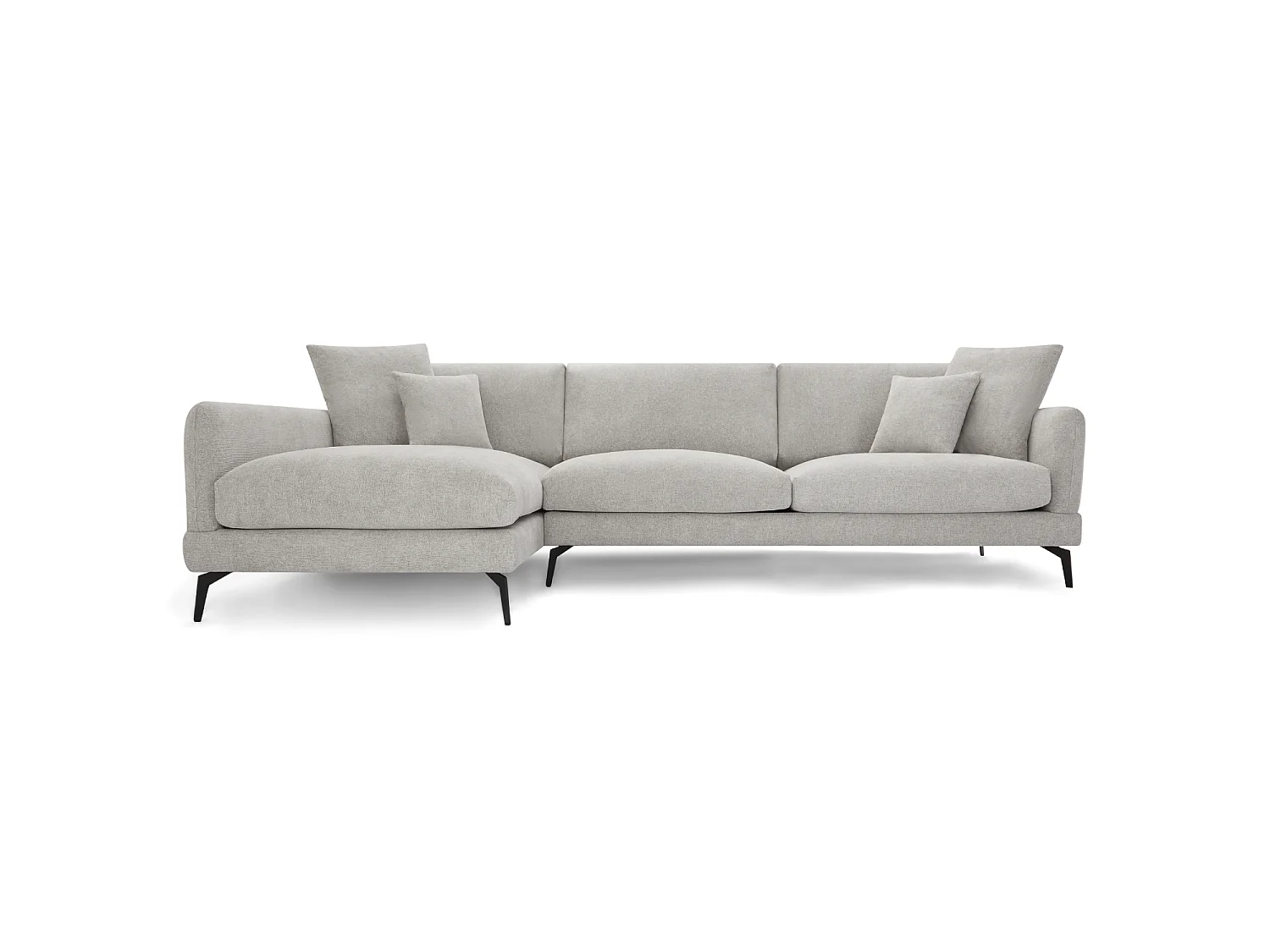 Canapé d'angle 3 places en tissu gris MAGGIE