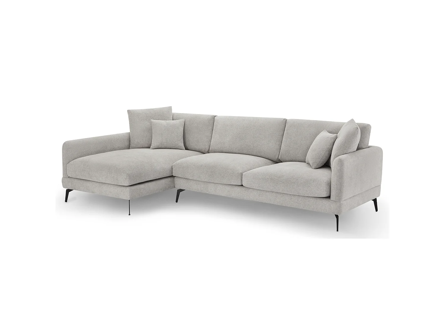 Canapé d'angle 3 places en tissu gris MAGGIE