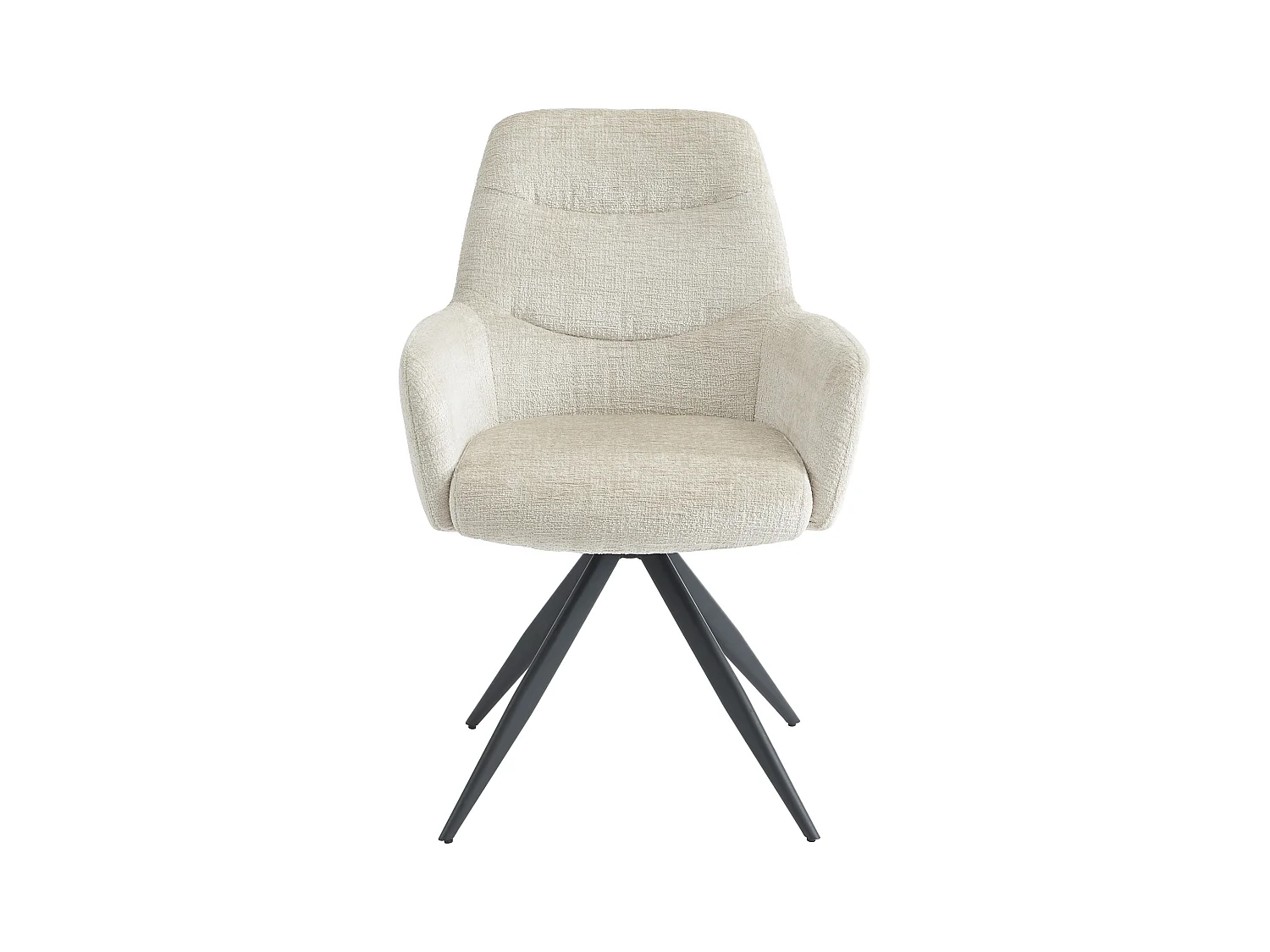 Set van 2 stoelen met armleuningen in textuurstof en zwart metaal - Crème - JENANE