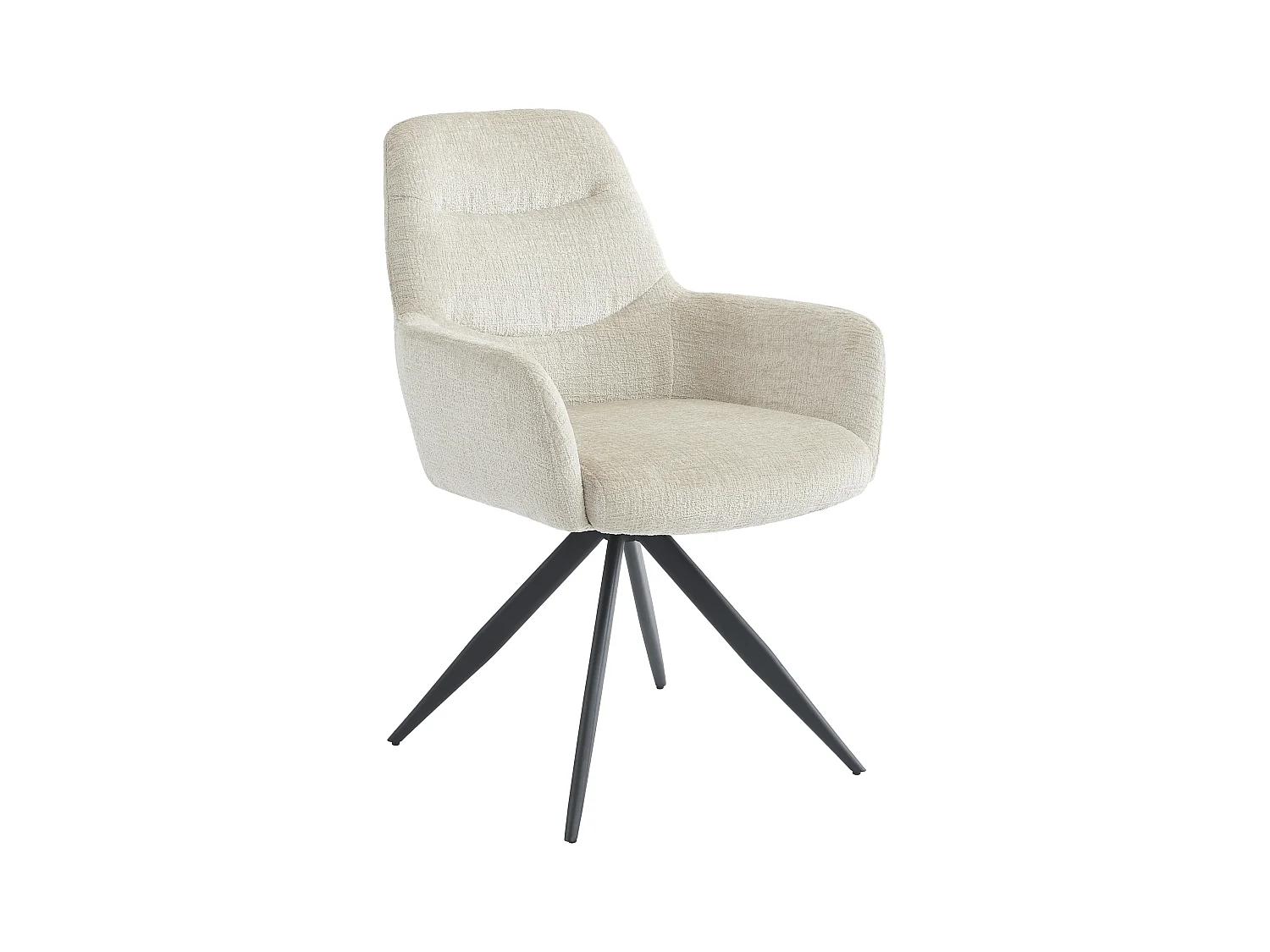 Set van 2 stoelen met armleuningen in textuurstof en zwart metaal - Crème - JENANE