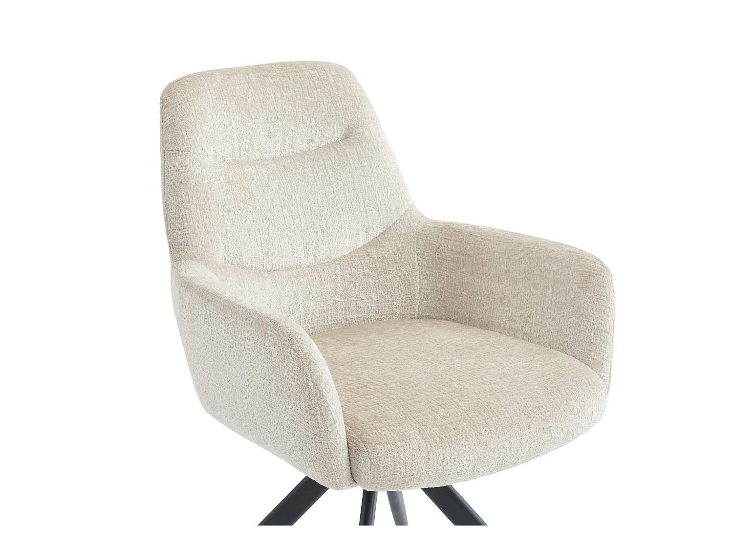 Set van 2 stoelen met armleuningen in textuurstof en zwart metaal - Crème - JENANE