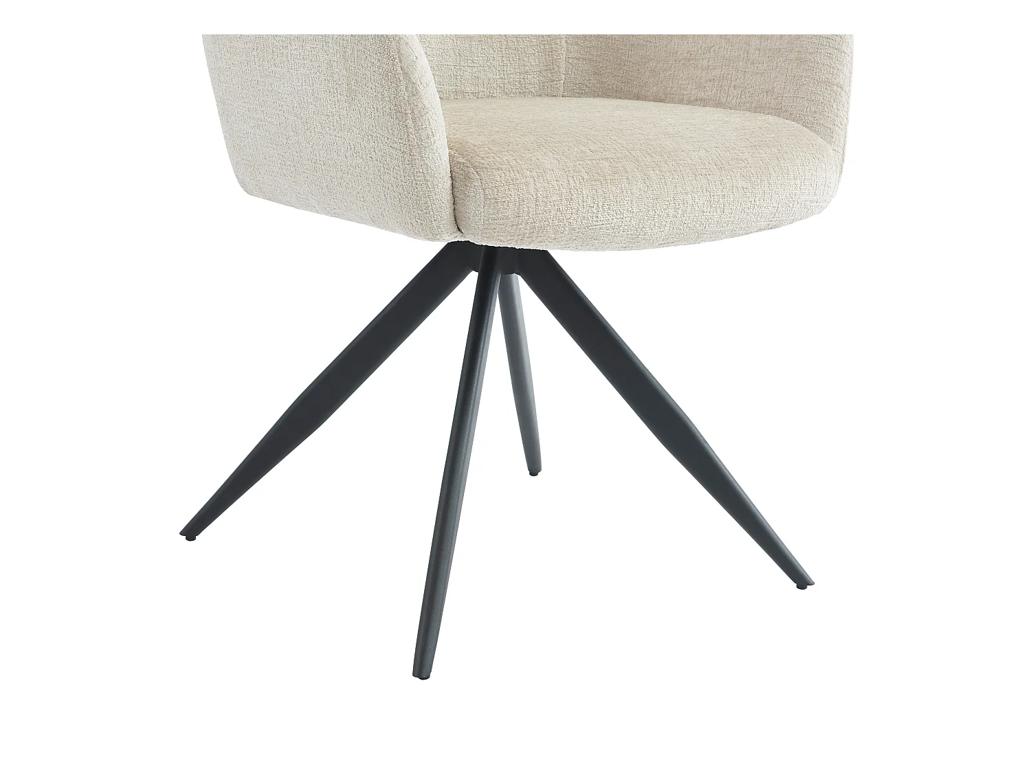 Set van 2 stoelen met armleuningen in textuurstof en zwart metaal - Crème - JENANE