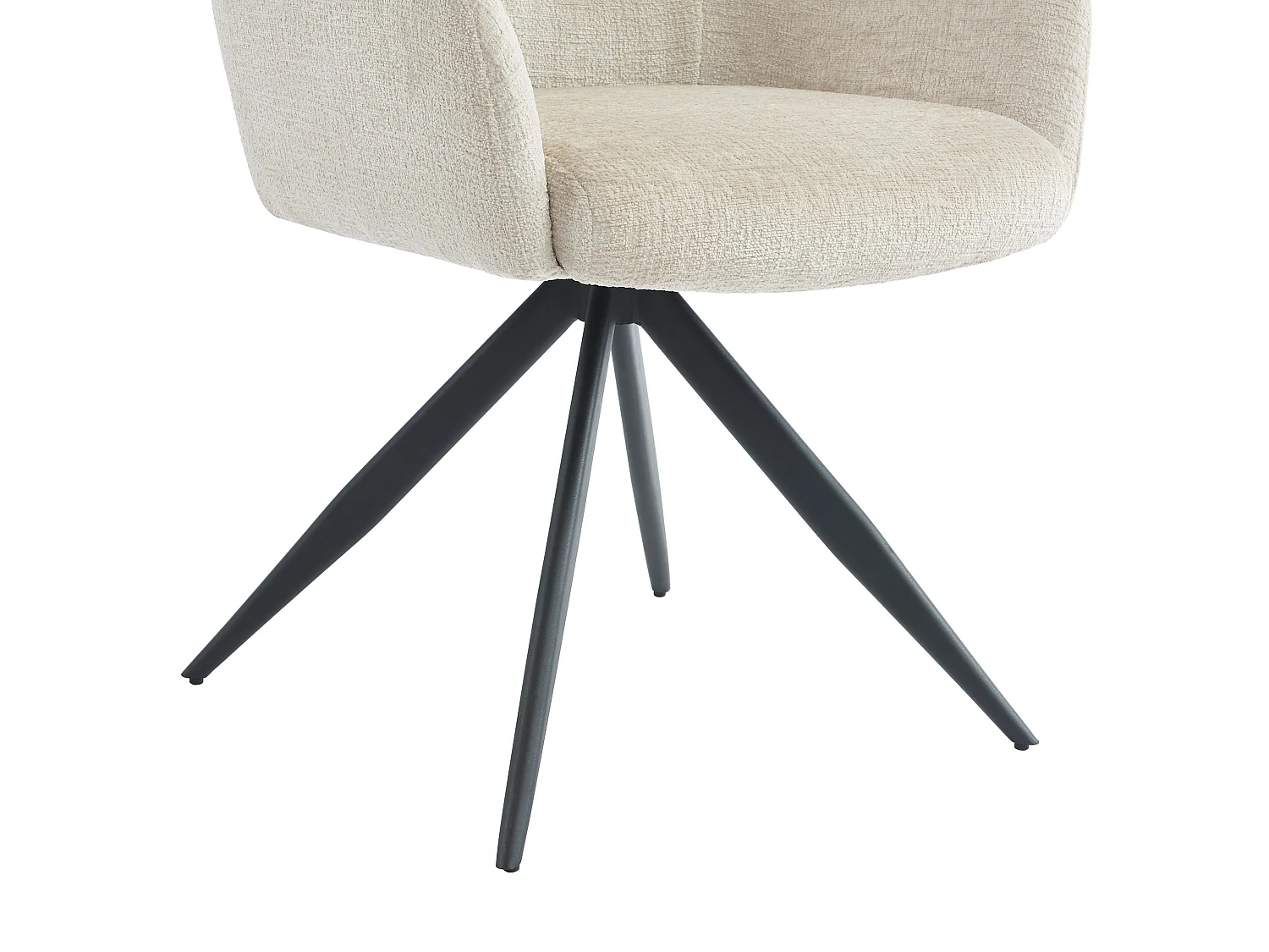 Lot de 2 chaises avec accoudoirs en tissu texturé et métal noir - Crème - JENANE