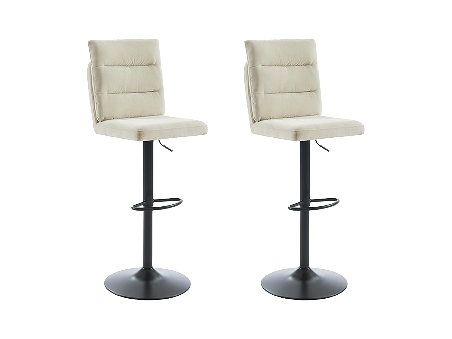 Barhocker 2er-Set - Stoff & schwarzes Metall - Höhenverstellbar - Beige - NORIEL
