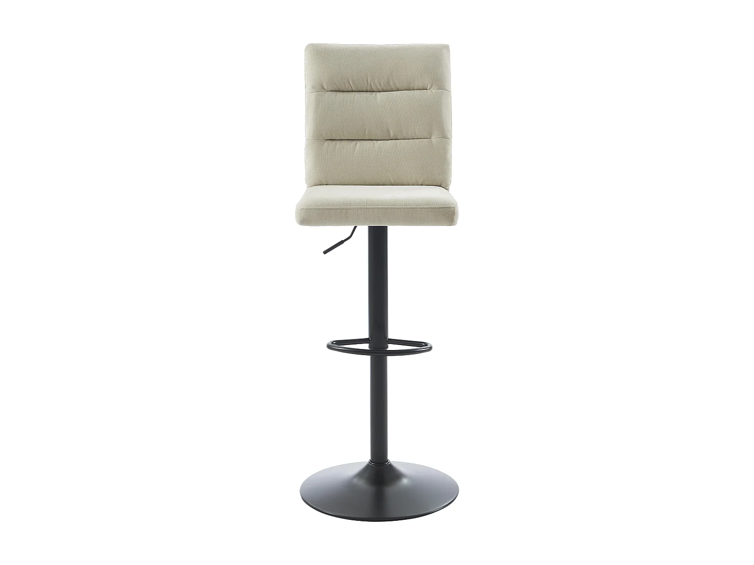 Lot de 2 tabourets de bar en tissu et métal noir - Hauteur réglable - Beige - NORIEL