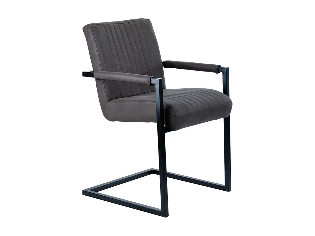 Chaise en microfibre gris anthracite et pieds luge métal noir - GIGI