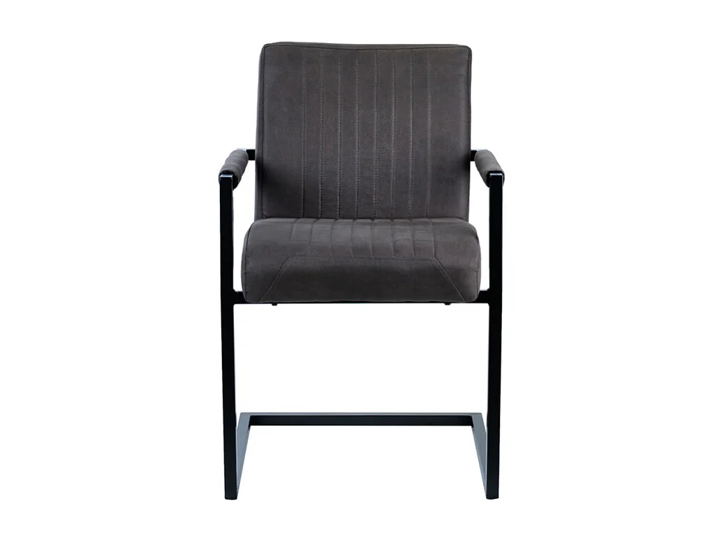 Chaise en microfibre gris anthracite et pieds luge métal noir - GIGI