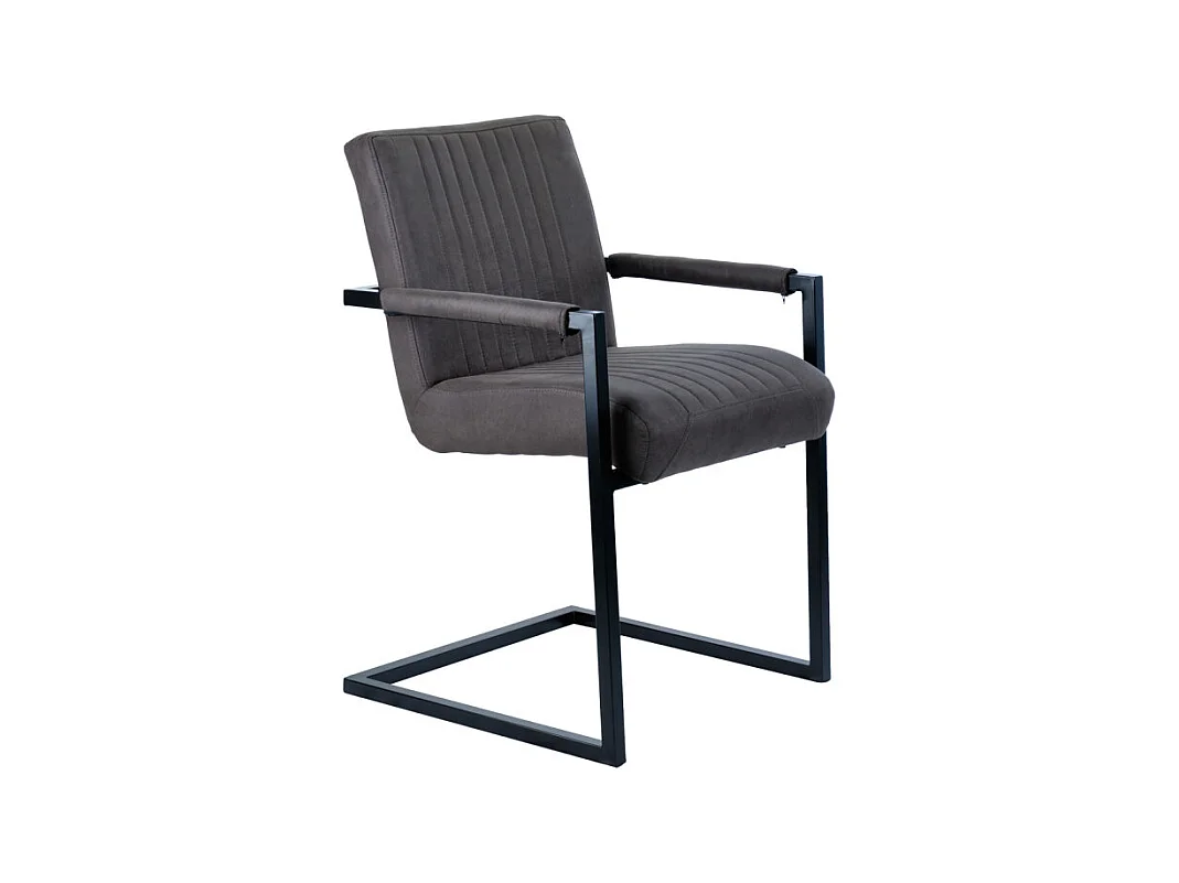 Chaise en microfibre gris anthracite et pieds luge métal noir - GIGI