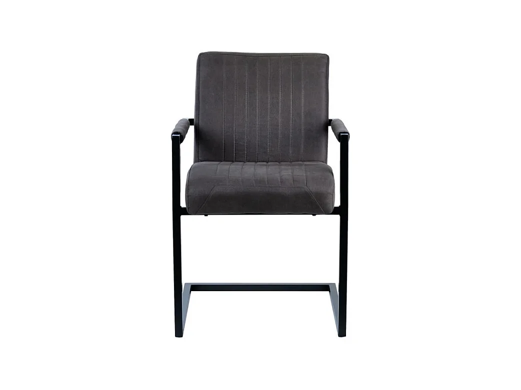 Lot 2 chaises en microfibre gris anthracite et pieds luge métal - GIGI