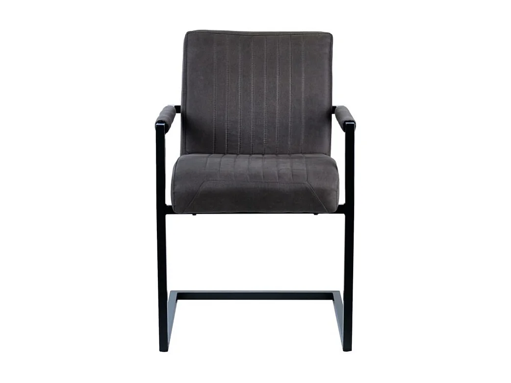 Lot 2 chaises en microfibre gris anthracite et pieds luge métal - GIGI