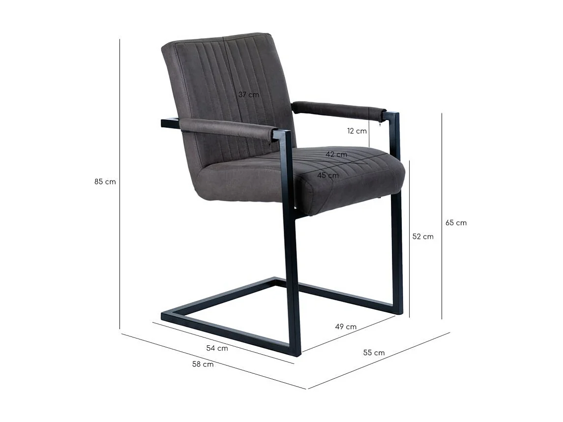 Lot 2 chaises en microfibre gris anthracite et pieds luge métal - GIGI