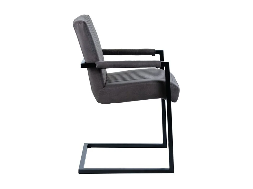 Lot 2 chaises en microfibre gris anthracite et pieds luge métal - GIGI