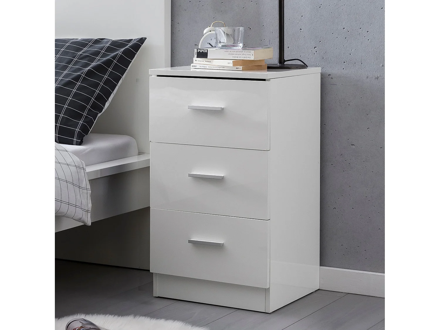 Nachttisch Hochglanz Nachtkonsole Holz Nachtkommode Boxspringbett