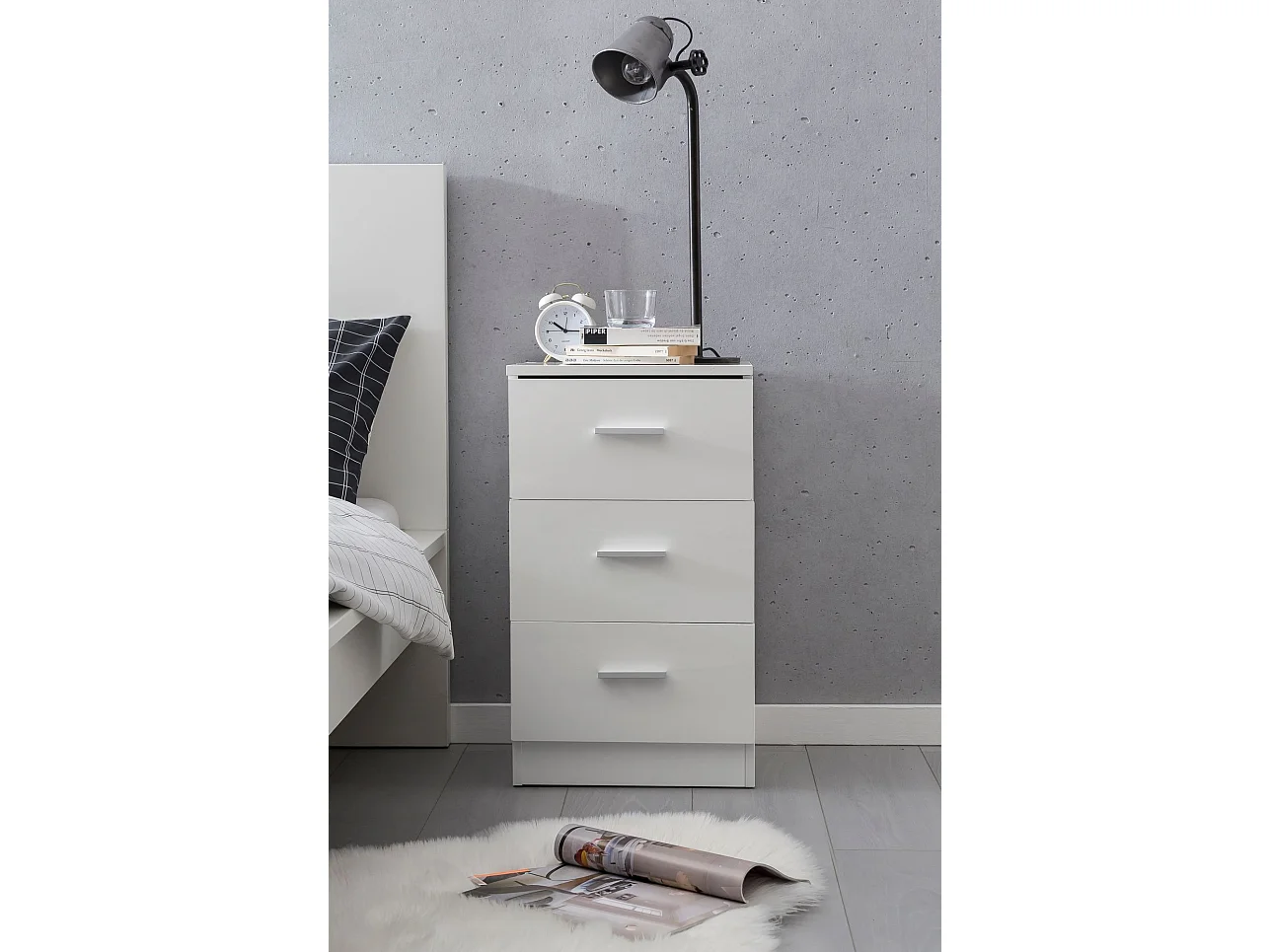 Nachttisch Hochglanz Nachtkonsole Holz Nachtkommode Boxspringbett