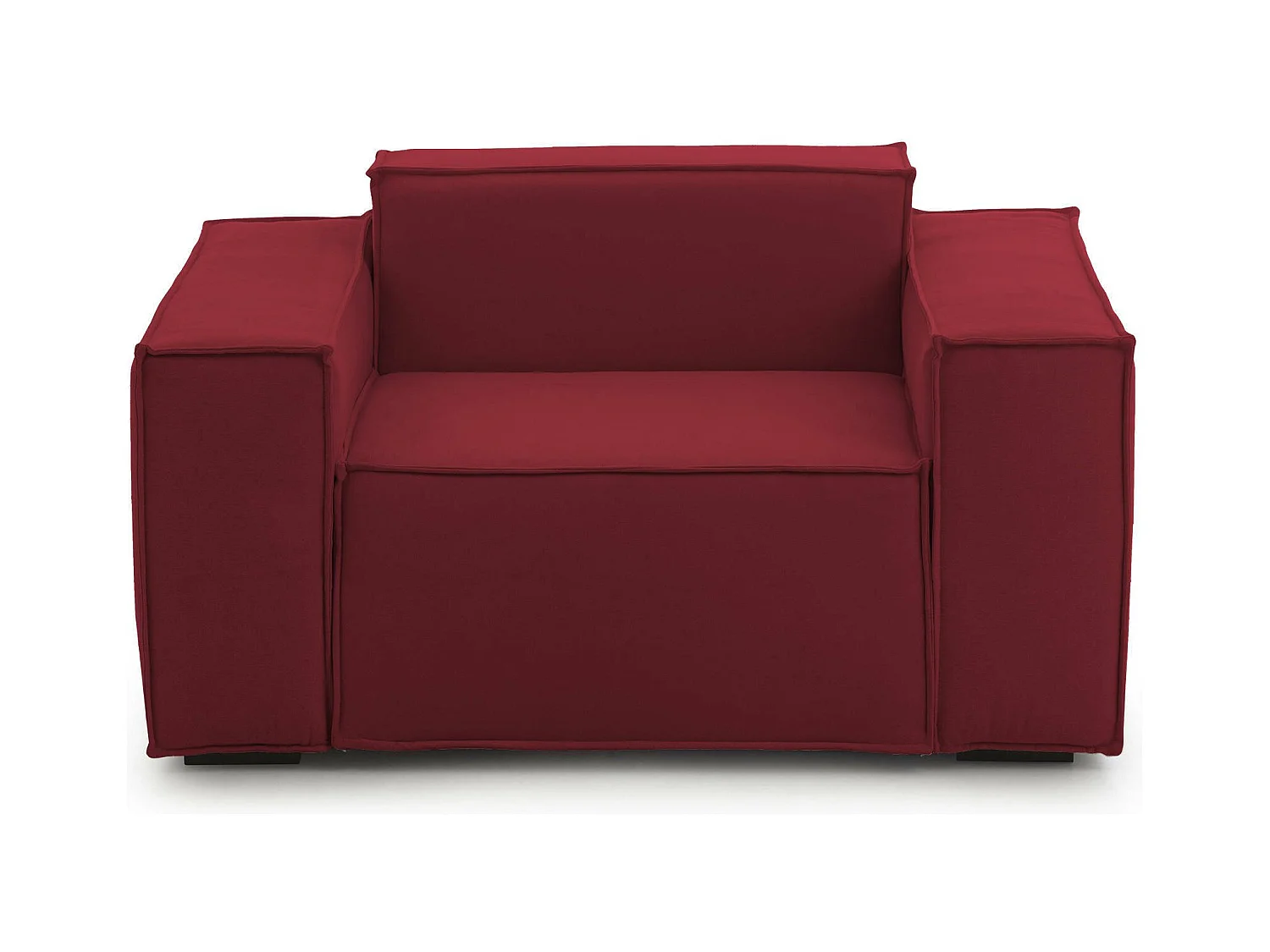 Fauteuil Dciurri, Fauteuil de salon, 100% Made in Italy, Fauteuil relaxant en tissu rembourré, 140x95h70 cm, Rouge