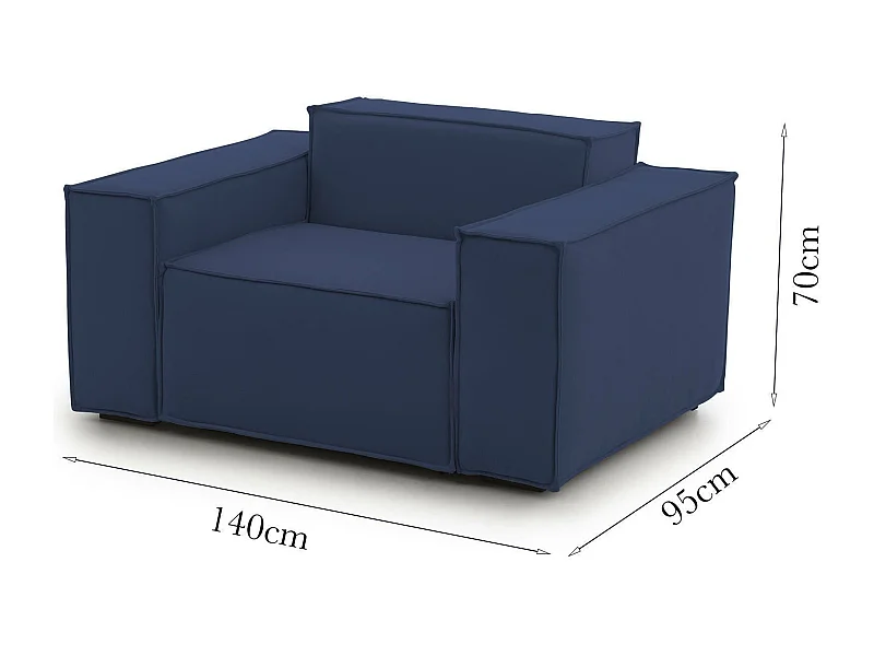 Emanuela fauteuil, Woonkamerfauteuil, 100% Made in Italy, Ontspannende fauteuil in gewatteerde stof, 140x95h70 cm, Blauw