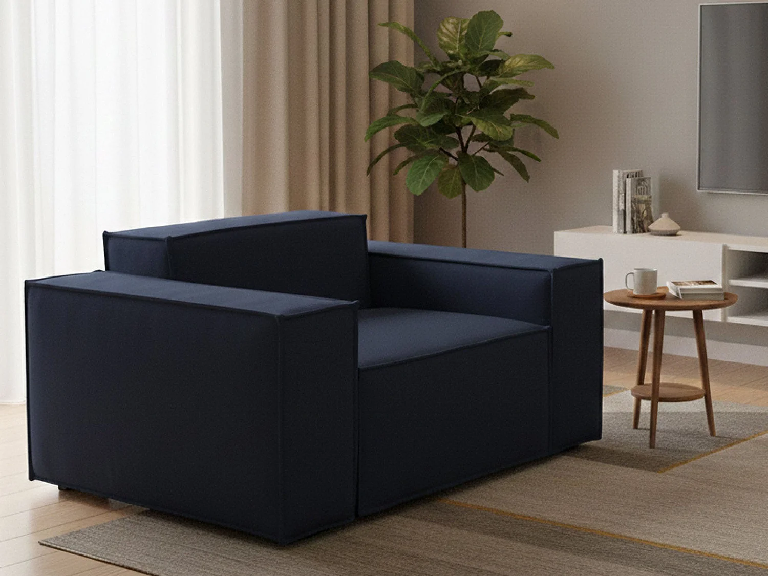 Talamo Italia Fauteuil Emanuela blauw, Armleuningen, Draaggewicht 90 kg, Zithoogte 43 cm, Made in Italy