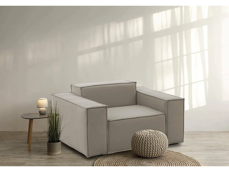 Fauteuil Dciurri, Fauteuil de salon, 100% Made in Italy, Fauteuil relaxant en tissu rembourré, 140x95h70 cm, Taupe