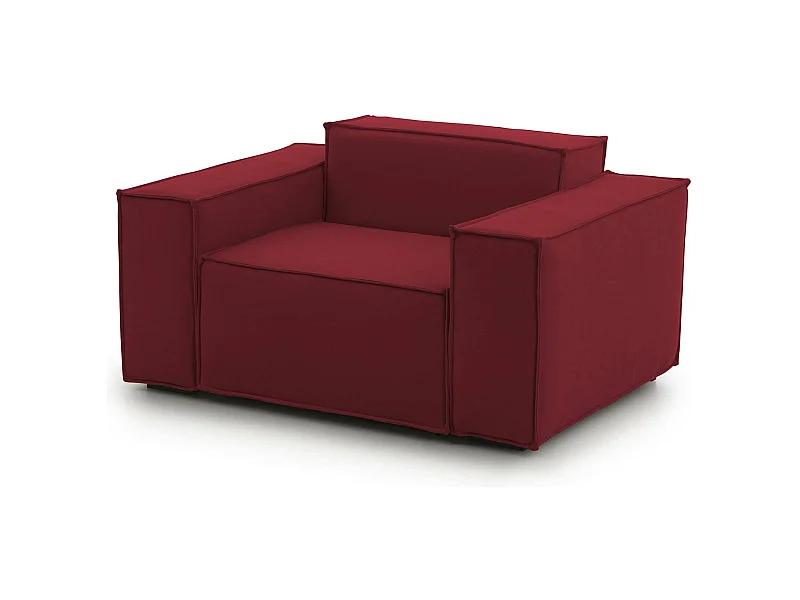 Fauteuil Emanuela, Fauteuil de salon, 100% Made in Italy, Fauteuil relaxant en tissu rembourré, 140x95h70 cm, Rouge
