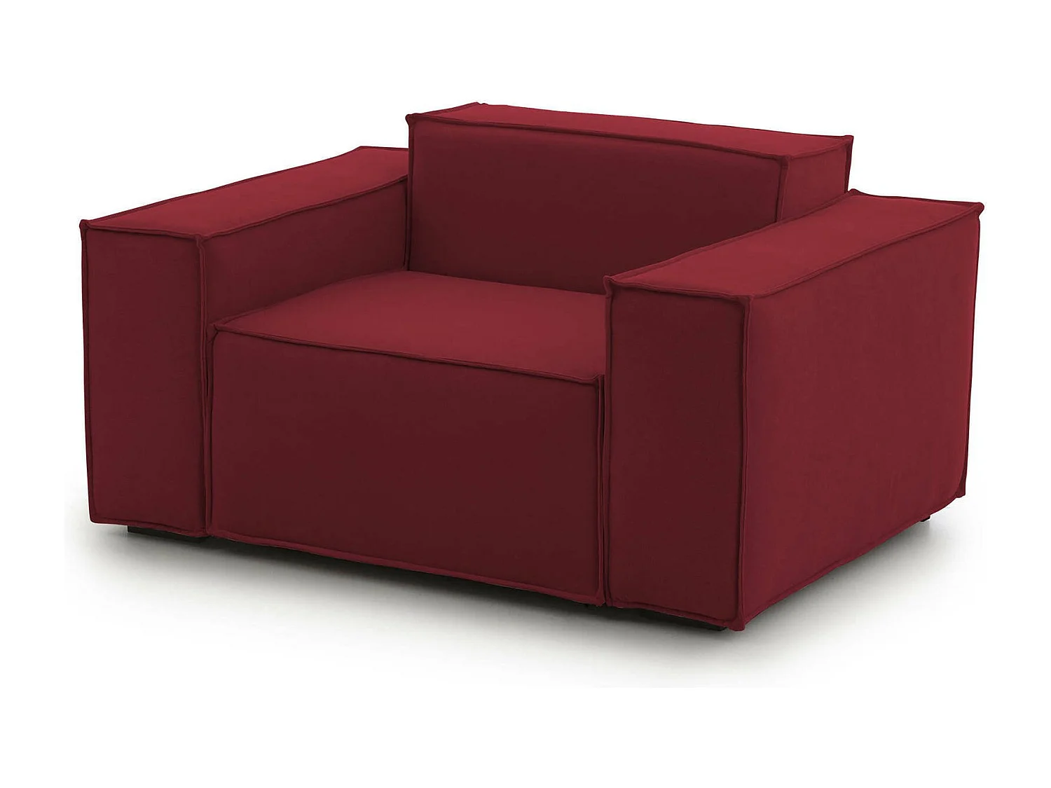 Fauteuil Emanuela, Fauteuil de salon, 100% Made in Italy, Fauteuil relaxant en tissu rembourré, 140x95h70 cm, Rouge