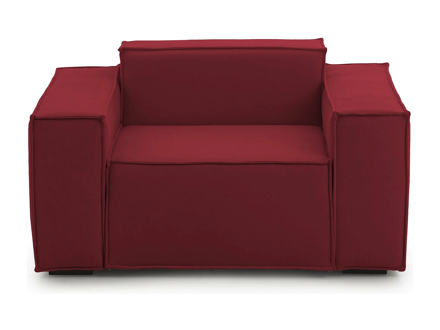 Fauteuil Emanuela, Fauteuil de salon, 100% Made in Italy, Fauteuil relaxant en tissu rembourré, 140x95h70 cm, Rouge