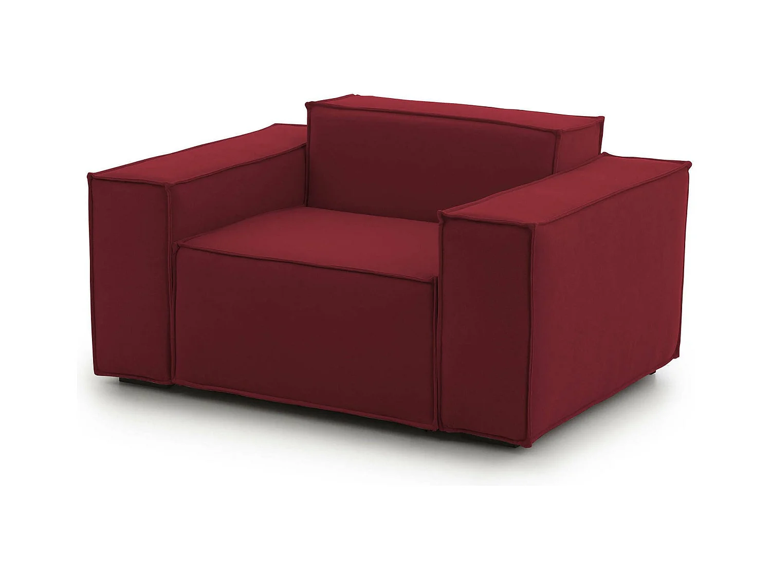 Fauteuil Dbrogn, Fauteuil de salon, 100% Made in Italy, Fauteuil relaxant en tissu rembourré, 160x95h70 cm, Rouge