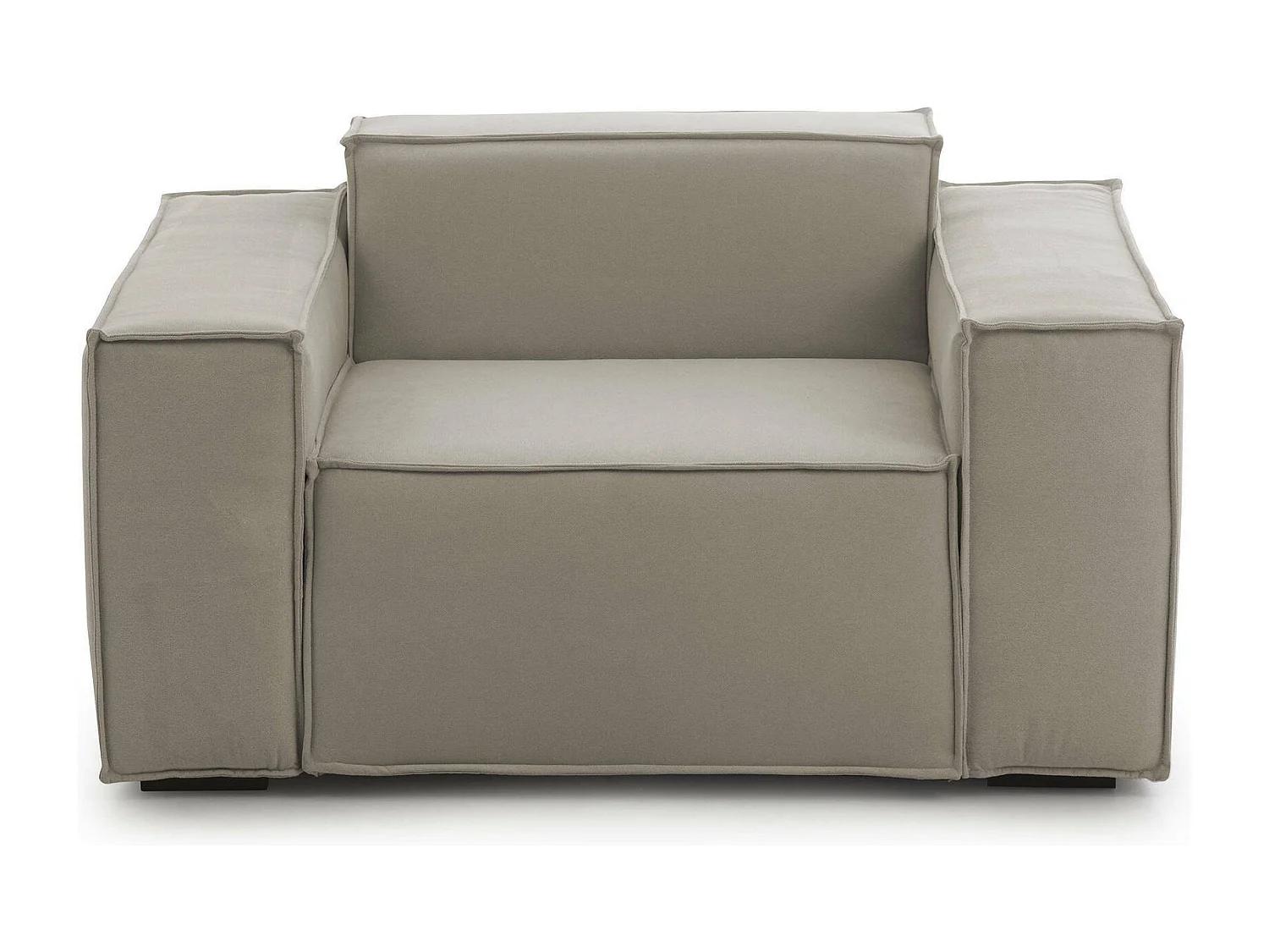 Poltrona Emanuela, Poltrona da salotto, 100% Made in Italy, Poltroncina relax in tessuto imbottito, Cm 140x95h70, Tortora