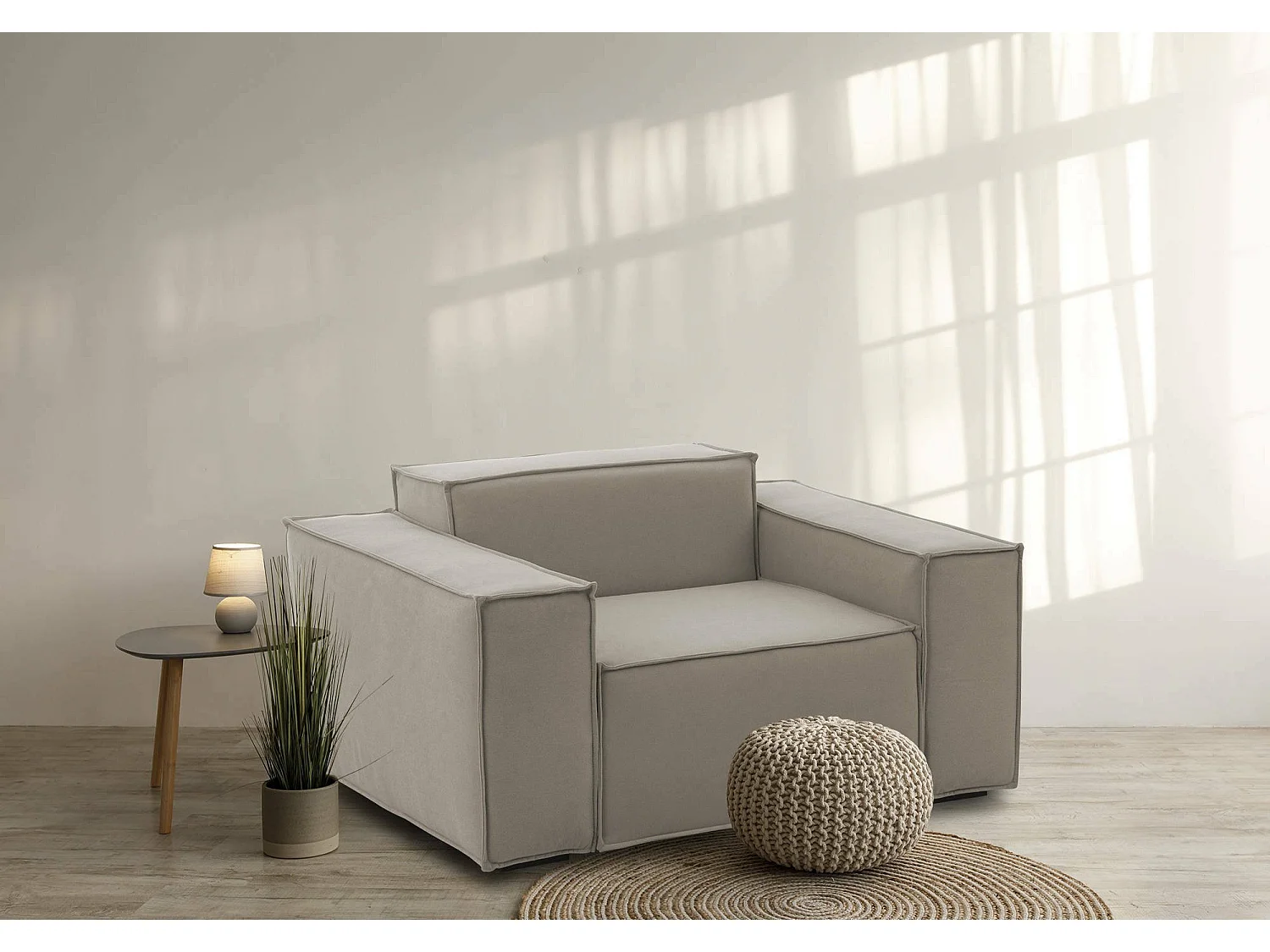 Talamo Italië Fauteuil Emanuela Grijs Taupe, Armleuningen, Gewicht tot 90 kg, Zit Hoogte 43 cm, Made in Italy