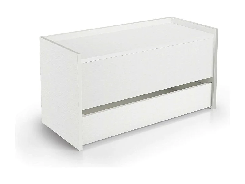 Truhenbank Dgaiard, Moderne Eingangsmöbel mit Schuhregal, Koffertruhe mit zWeiÃŸBehältern, 100% Made in Italy, 90x40h46 cm, WeiÃŸ