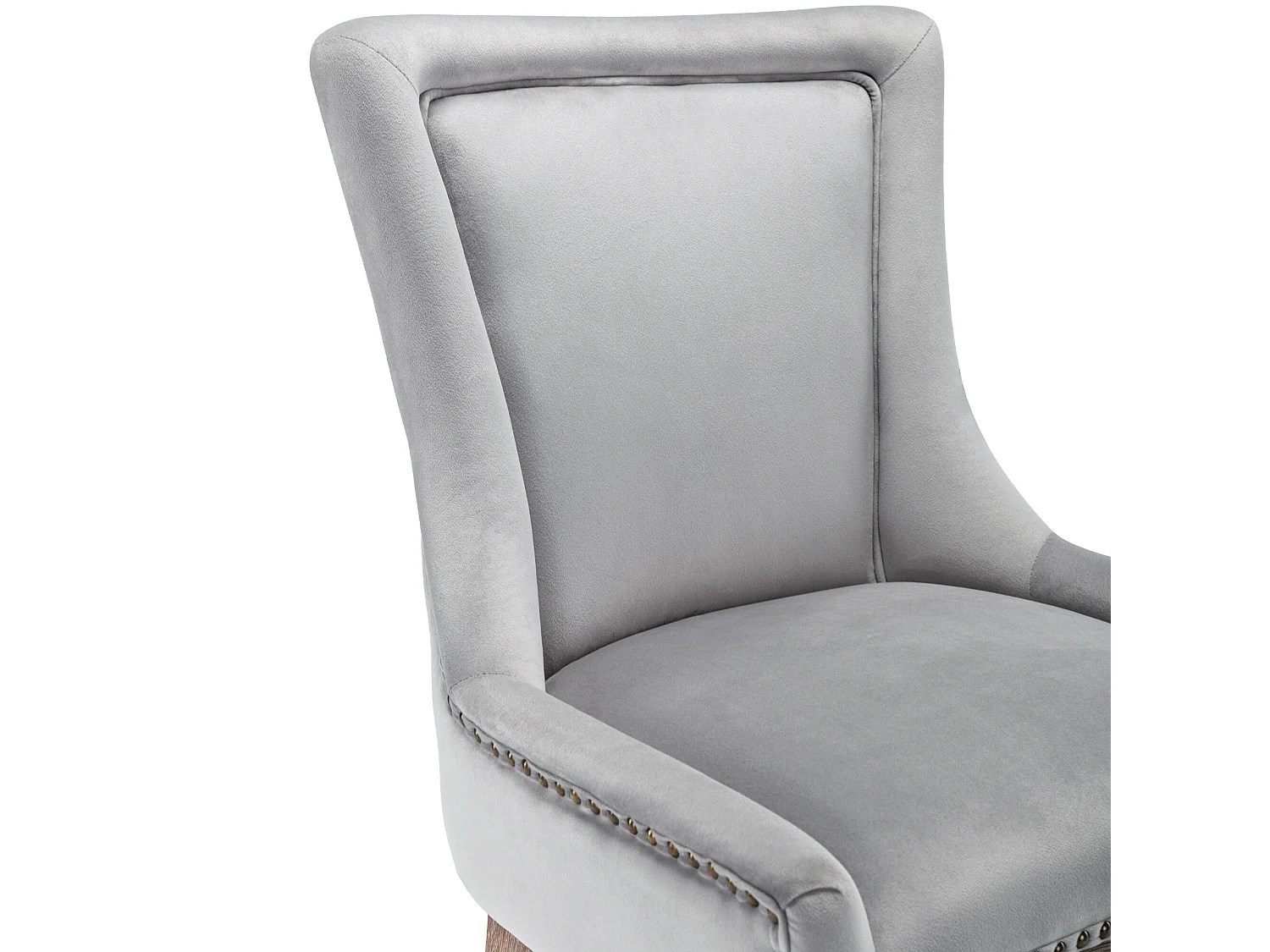 Lot de 6 chaises en velours - avec pieds en bois massif - gris