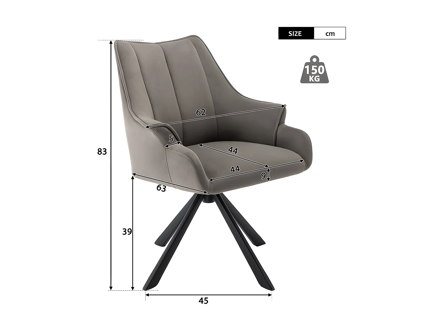 Lot de 4 Chaises en patchwork de velours - pieds en métal - Taupe