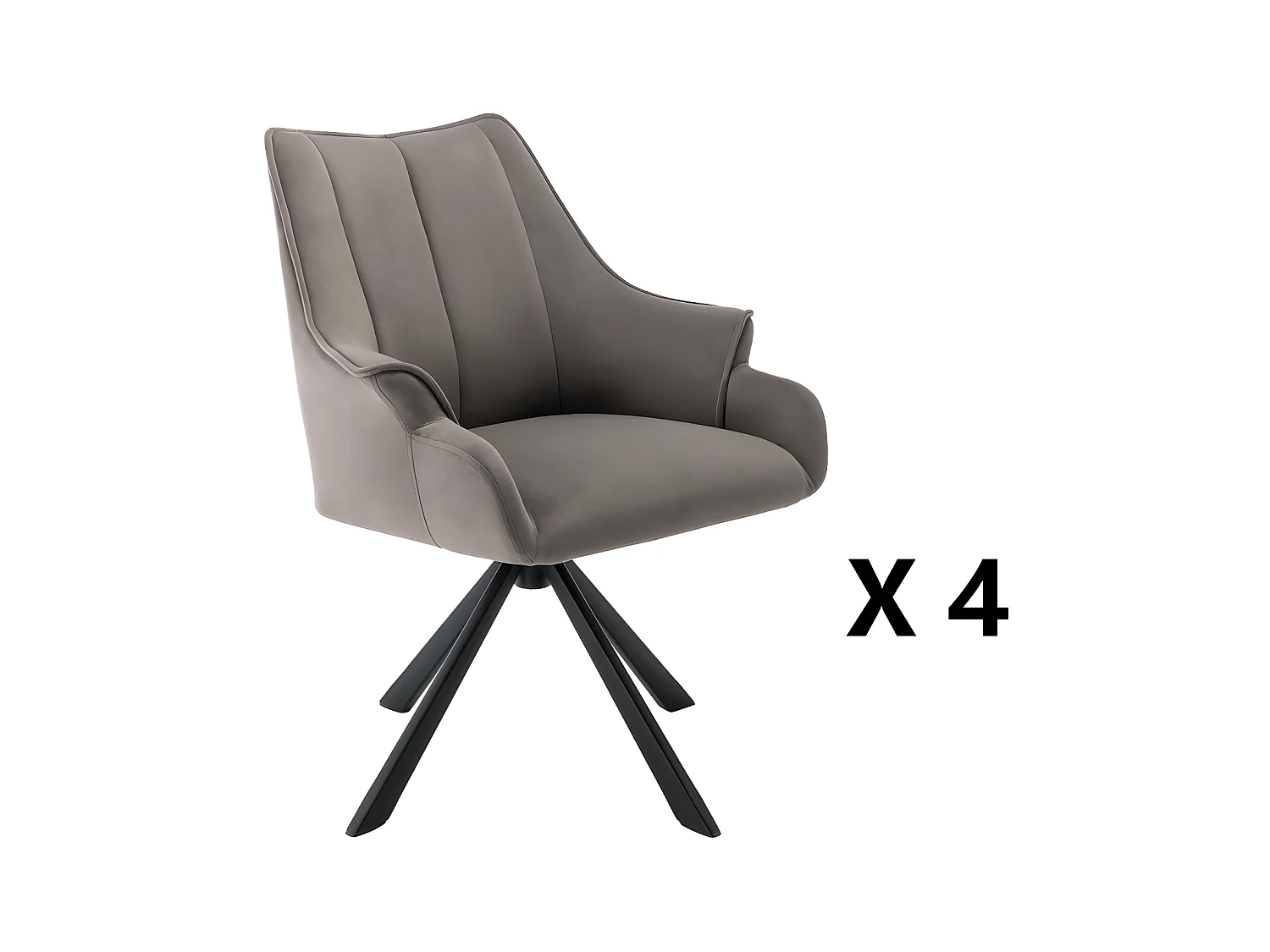 Lot de 4 Chaises en patchwork de velours - pieds en métal - Taupe