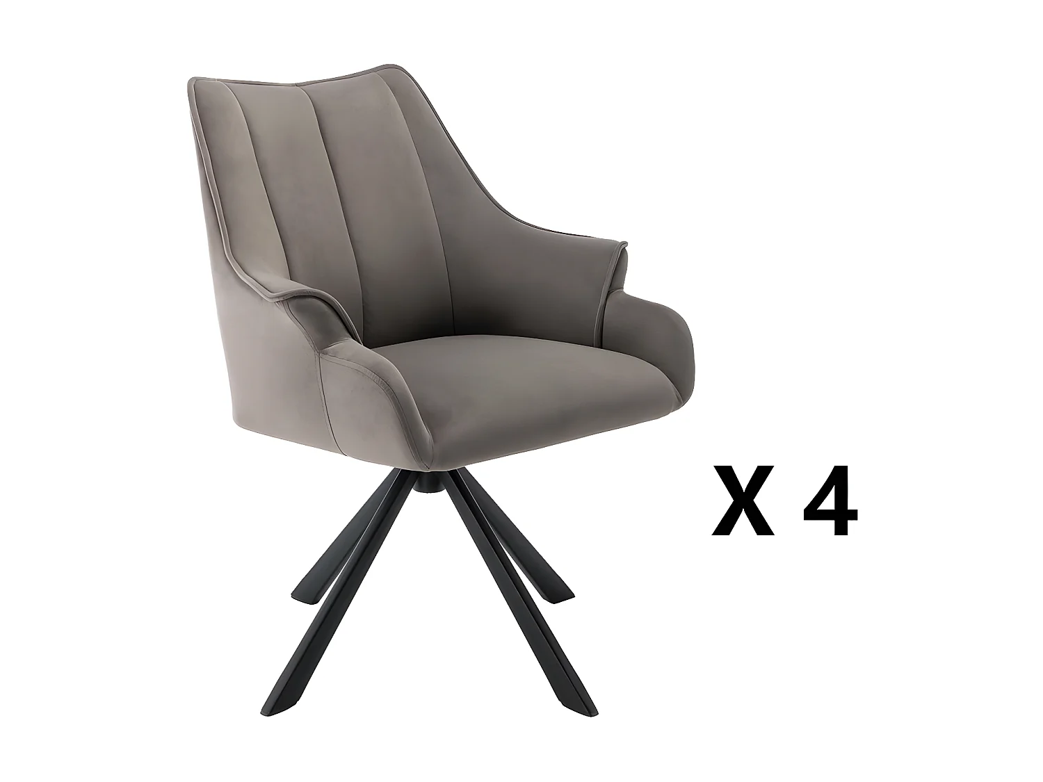 Lot de 4 Chaises en patchwork de velours - pieds en métal - Taupe