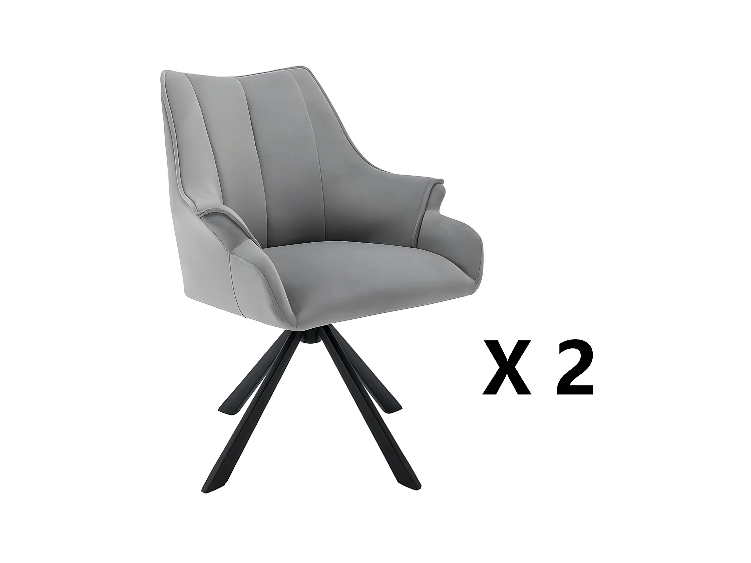 Lot de 2 Chaises en patchwork de velours - pieds en métal - Gris