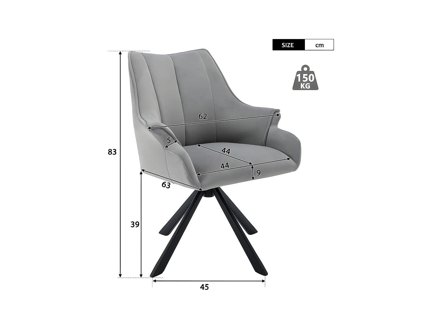 Lot de 2 Chaises en patchwork de velours - pieds en métal - Gris
