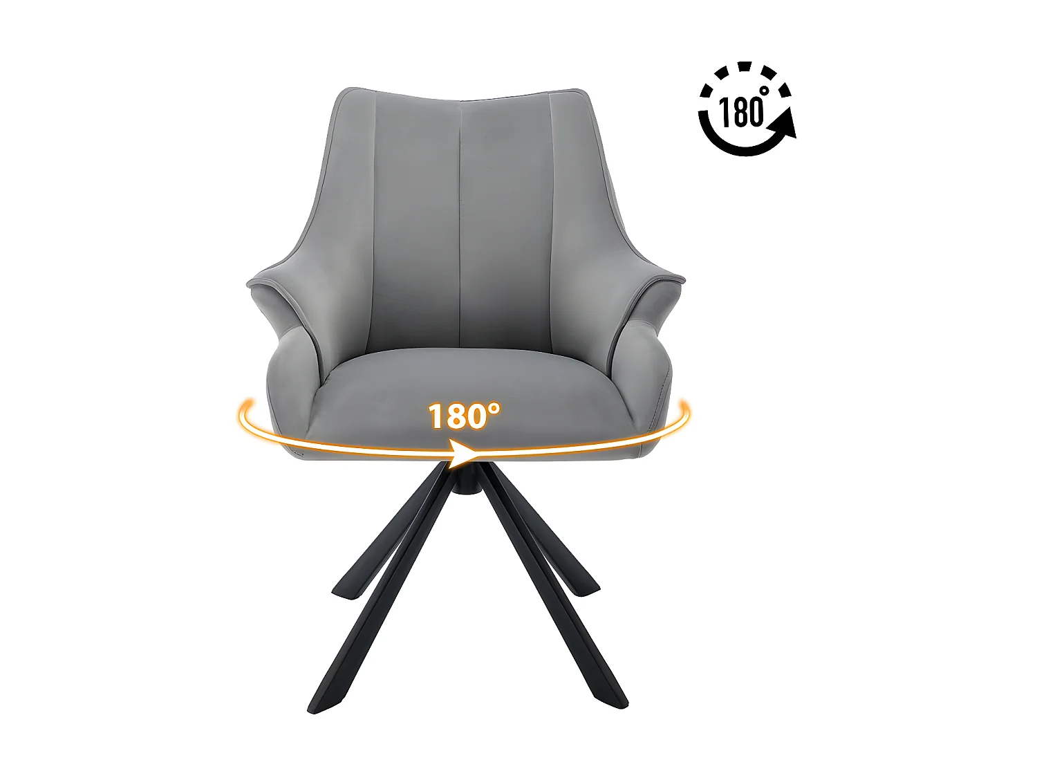 Stuhl 2er-Set aus Samt – Metallbeine – Grau