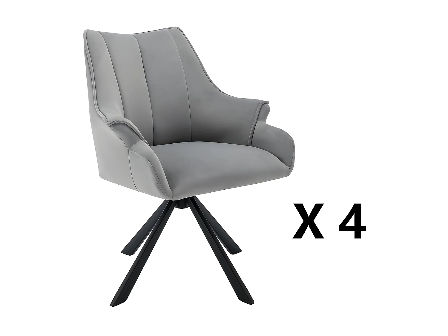 Stuhl 4er-Set aus Samt – Metallbeine – Grau