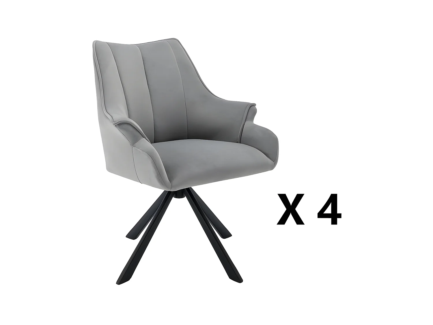 Stuhl 4er-Set aus Samt – Metallbeine – Grau