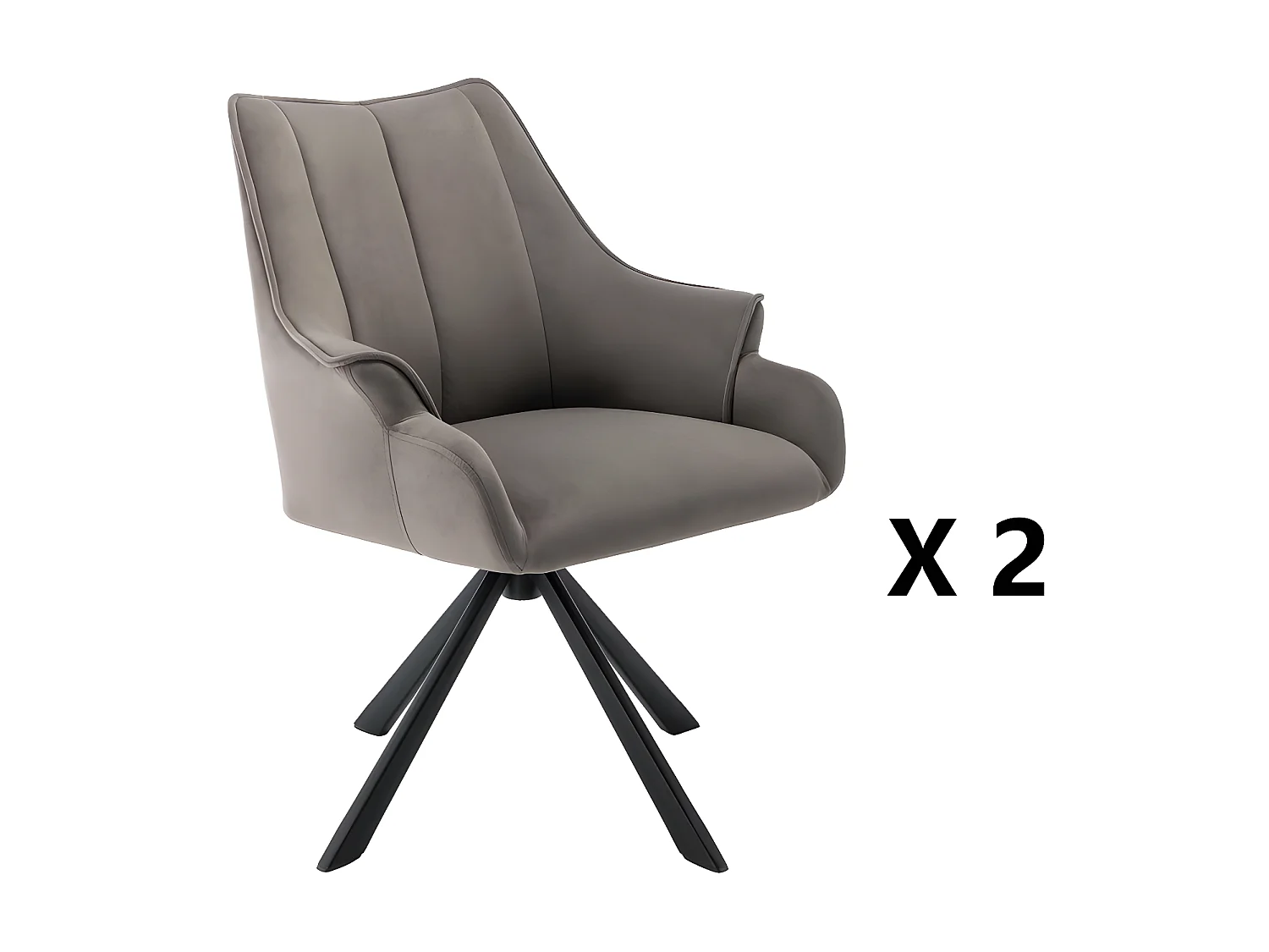 Set van 2 fluwelen patchwork stoelen - metalen poten - Taupe