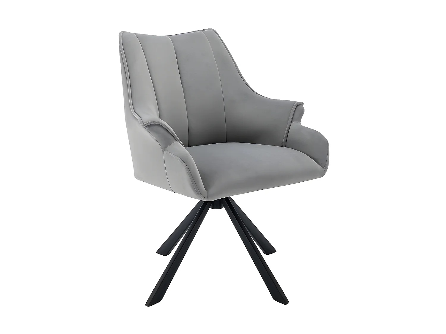 1 Stuhl aus Samt – Metallbeine – Grau