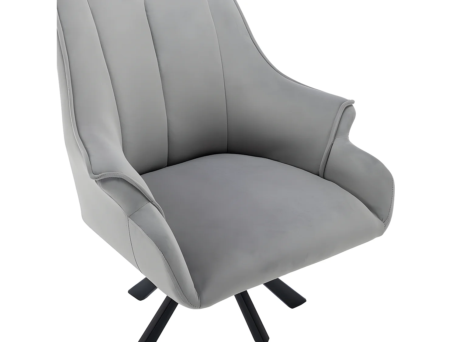 1 Stuhl aus Samt – Metallbeine – Grau