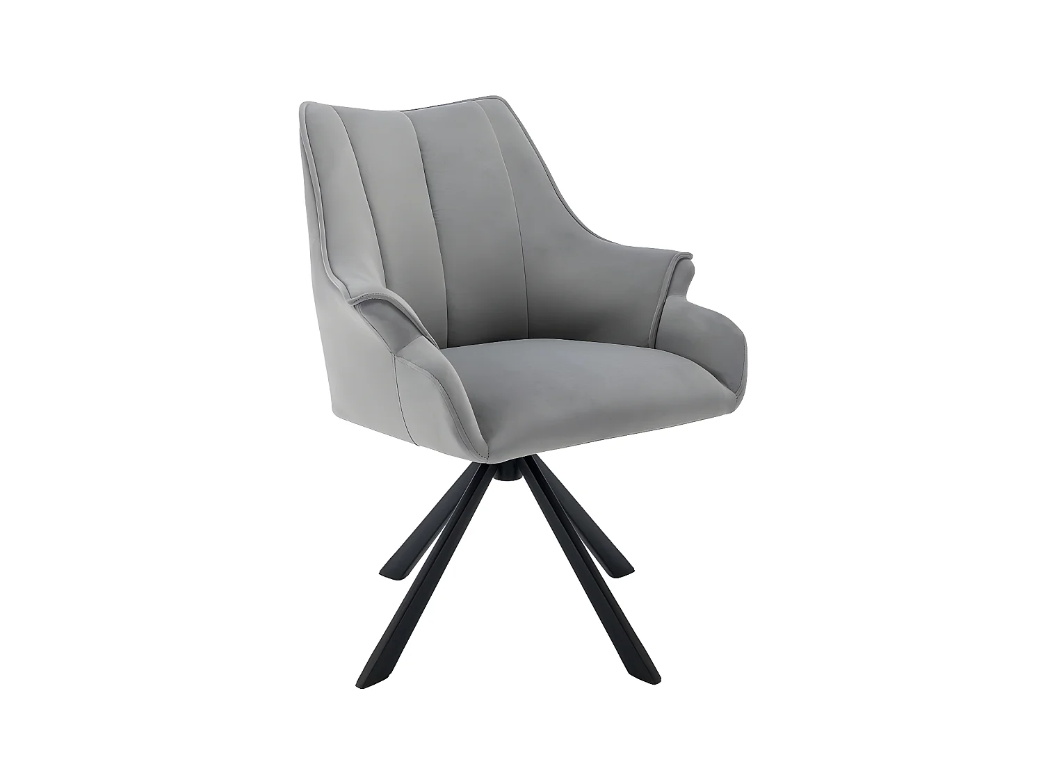 1 Stuhl aus Samt – Metallbeine – Grau