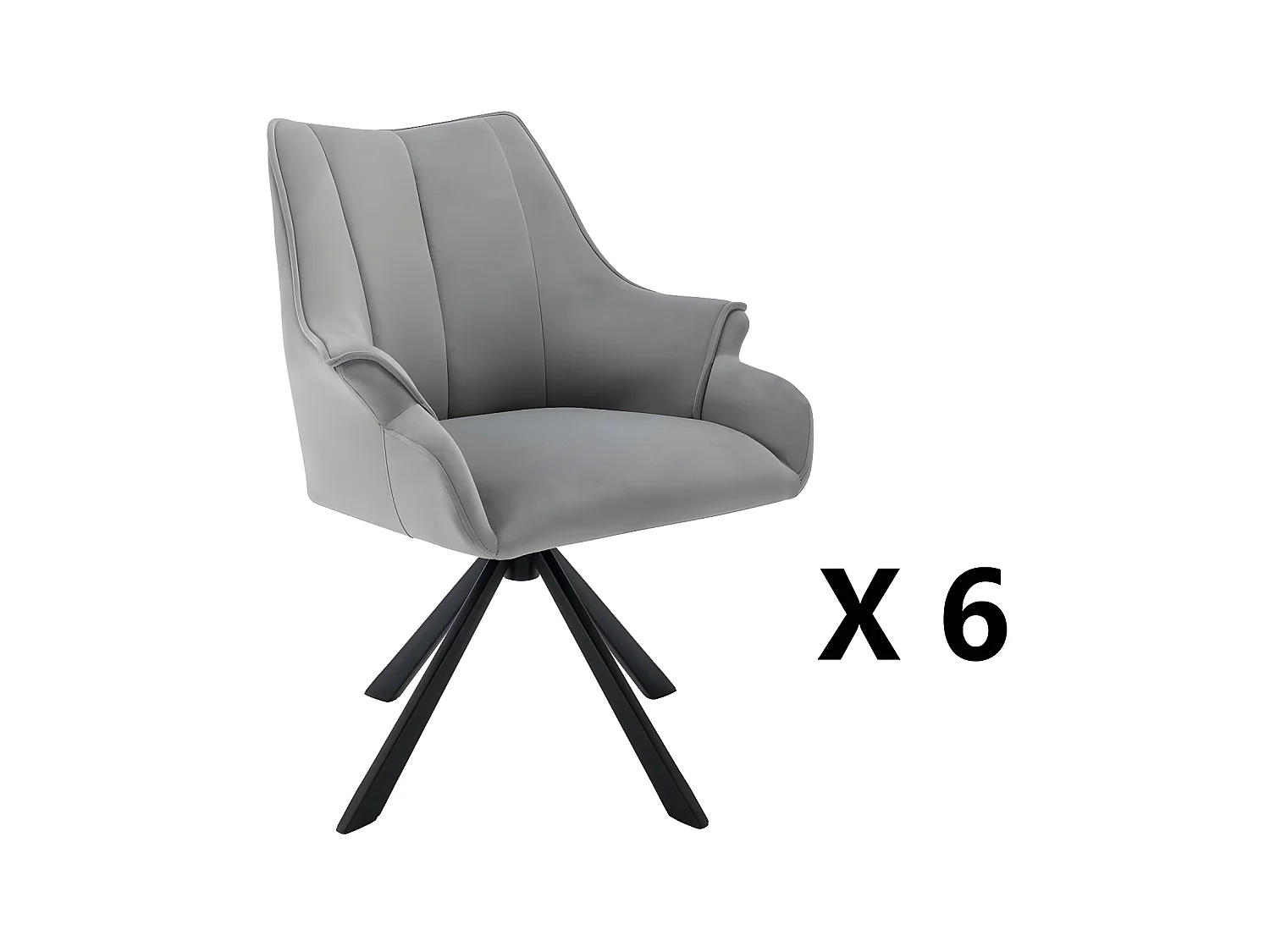 Stuhl 6er-Set aus Samt – Metallbeine – Grau