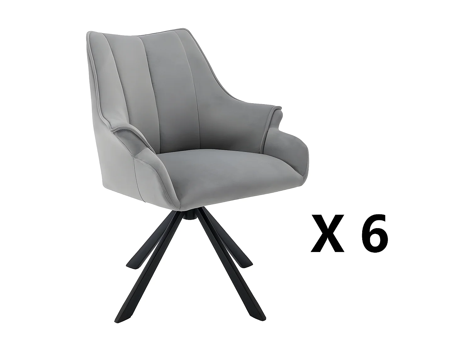 Lot de 6 Chaises en patchwork de velours - pieds en métal - Gris