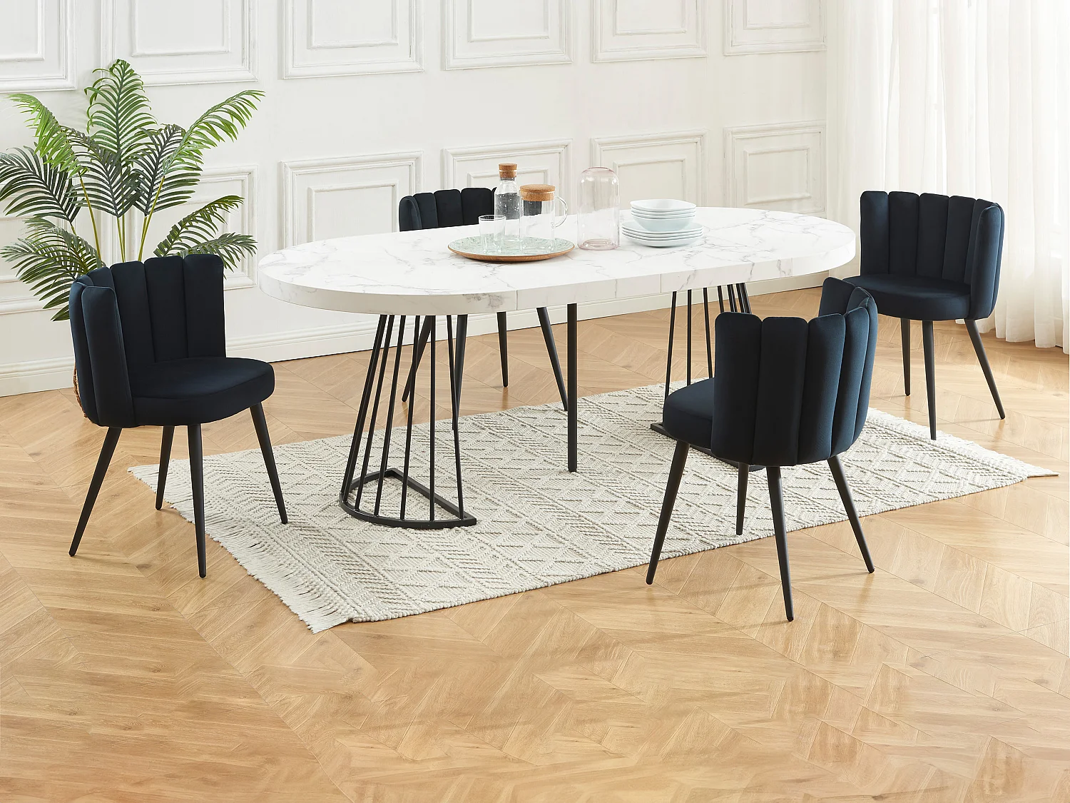 Lot de 2 chaises en velours et métal - Noir - PRANILA de Pascal MORABITO