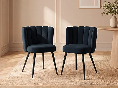 Set van 2 stoelen van fluweel en metaal - Zwart - PRANILLA
