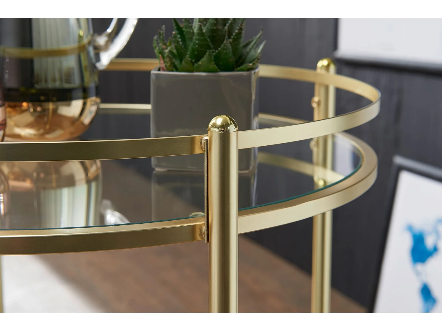 Carrello di servizio Oro 57 x 75 x 57 cm Vetro Metallo da Cucina Moderno