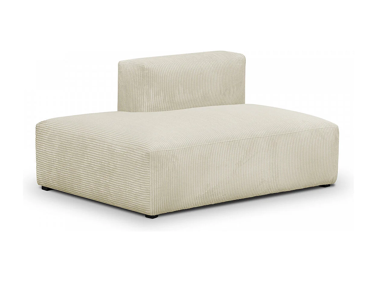Canapé d'angle à droite modulable avec méridienne 3/4 places en velours côtelé beige - Modulo