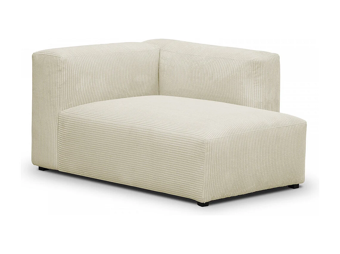 Canapé d'angle à droite modulable avec méridienne 3/4 places en velours côtelé beige - Modulo