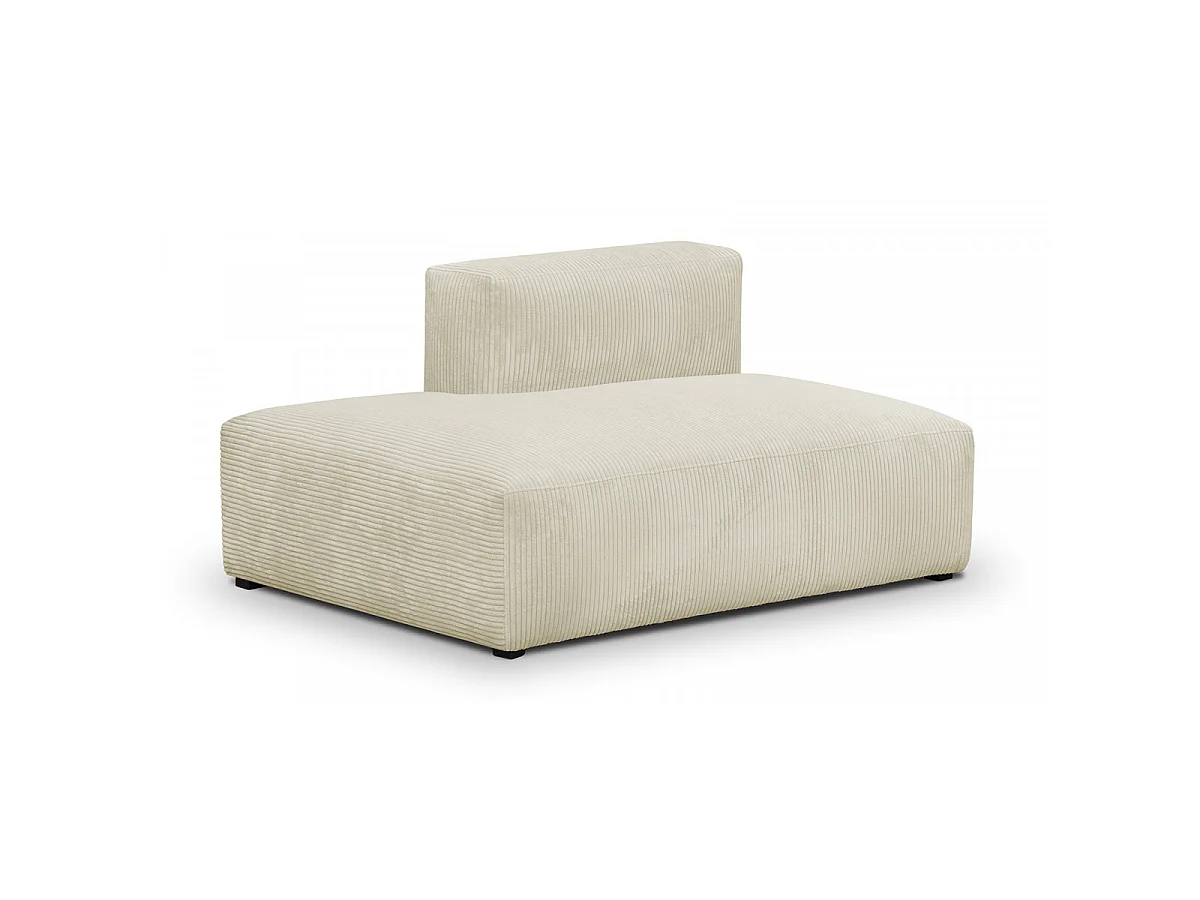 Canapé d'angle à droite modulable avec méridienne 3/4 places en velours côtelé beige - Modulo